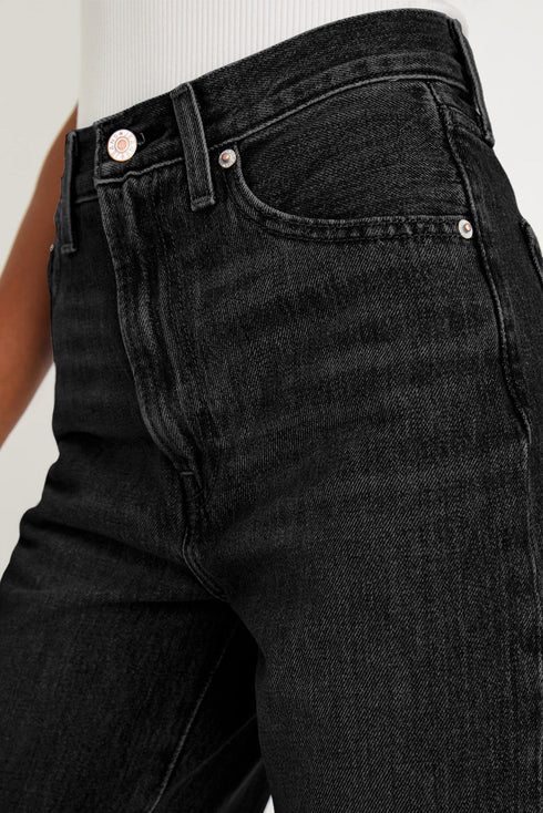 Raw Hem High Waist Straight Leg Loose Jeans